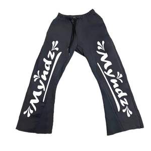 High Quality Vintage Acid Wash <b>Flare</b> Sweatpants for Men 100% Cotton Track <b>Leggings</b> Drawstring Closure Stylish Streetwear Winter - Product Image 2