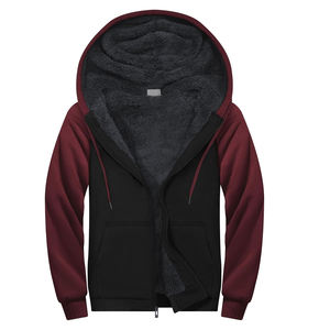 Vente en gros de sweat à capuche en fourrure pour homme haute qualité hiver chaud logo personnalisé fermeture éclair épaisse polaire hiver lourd sweat à capuche en fourrure doublée fermeture éclair - Product Image 1