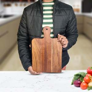 Planche à découper en bois d'acacia écologique de qualité supérieure, avec poignée pliable, ustensile de cuisine, bloc de service, 9,5 x 14,5 pouces, épaisseur de 2,0 cm - Product Image 3