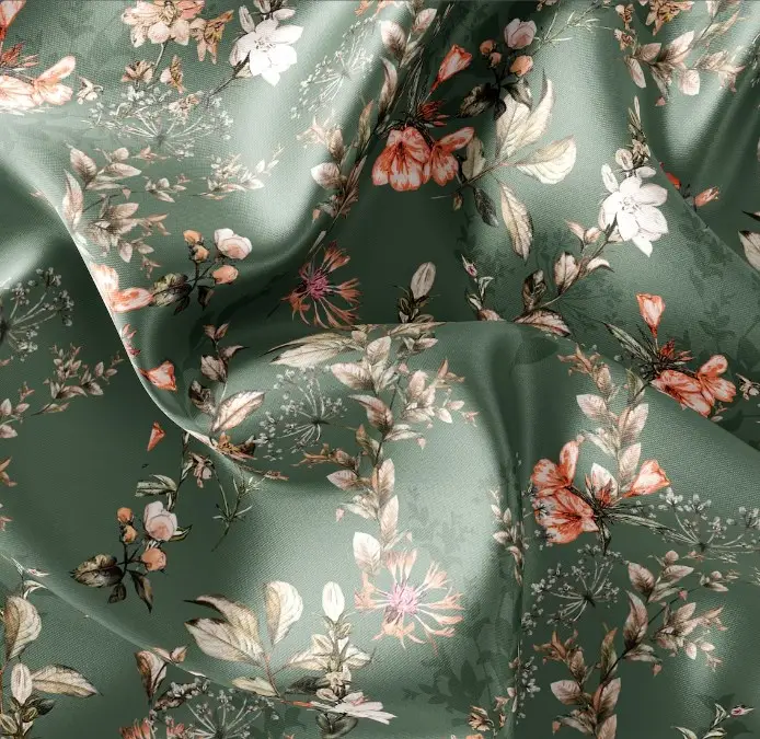 100% recycled Polyester Textile 75D Woven satin Chiffon floral print Fabric
