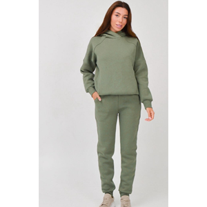 Pantalon de survêtement à capuche zippé solide décontracté pour hommes ensemble de survêtement en coton éponge français Streetwear fabricants personnalisables - Product Image 1