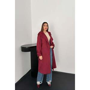 Gabardina de Gamuza con Mangas Raglán Color Borgoña - Borgoña - Product Image 2