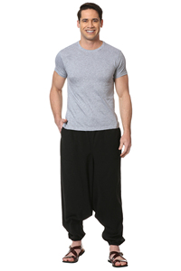 Pantalones de Aladino Hippy Boho de cintura alta de talla libre para hombre, pantalones clásicos de algodón reciclado 100%, lona tejida Dhoti Harem ecológica - Product Image 4