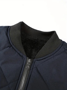 Veste épaisse en polaire chaude, veste matelassée décontractée à fermeture éclair avec col de baseball pour hommes pour l'automne et l'hiver pour hommes vestes matelassées - Product Image 3