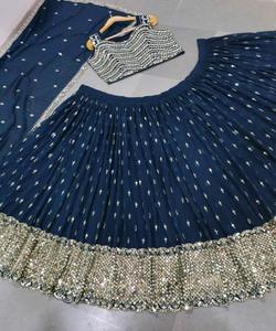 Lehenga Choli Dupatta con Bordado de Lentejuelas en Georgette, el Más Exclusivo, Precio al por Mayor, Prenda Étnica Femenina para Bodas, Siempre en Tendencia - Product Image 5