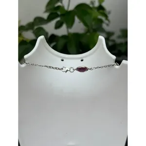 925 Silver <b>Ruby</b> Satellite Chain <b>Necklace</b> for Gift Occasions - Product Image 3