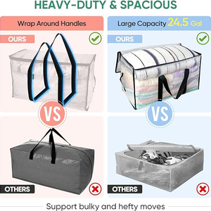 Sac de déménagement de stockage de poignée de ménage de couette <span class=keywords><strong>jumbo</strong></span> réutilisable extra large imperméable et robuste avec fermeture à glissière - Product Image 4