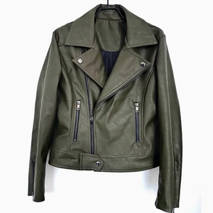 Veste de moto d'hiver pour femmes à col montant personnalisé Manteau en cuir PU noir Sans commentaires encore - Product Image 2