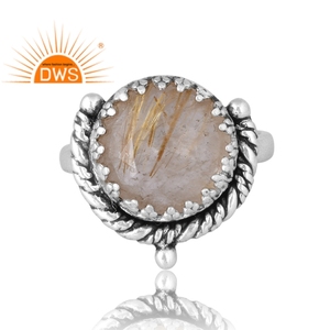 Dernière vente Bague en argent sterling 925B naturel doré avec pierres précieuses Rutile Bijoux personnalisés pour femme Cadeau pour elle - Product Image 3