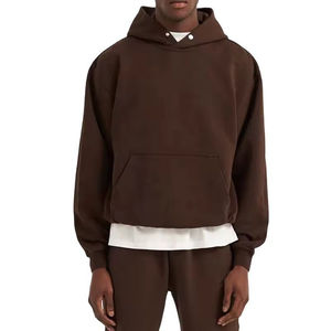 Sudadera con Capucha Francesa Lisa para Hombre, Sudadera de Algodón Grueso, Logotipo Personalizado, Corte Holgado, Sudadera con Botones a Presión - Product Image 1