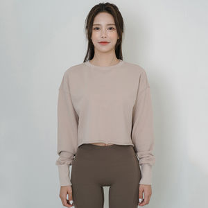 Sweatshirts à manches longues pour femmes, hauts courts à col rond, pulls à capuche, tenues de sport - Product Image 5