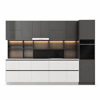 Set Kabinet Dapur Modular Modern Kaca Stainless Steel Custom Axcellent untuk Proyek Bangunan Apartemen Villa