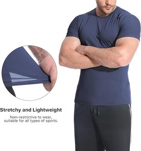 Camisetas Deportivas Refrescantes para Hombre de 4.9 oz, Camiseta Deportiva para Gimnasio, Atletismo, Correr, Cuello Redondo Informal, Ajustada, Manga Corta - Product Image 5