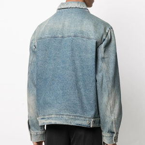 OEMODM, chaqueta vaquera de alta calidad para hombre con logotipo personalizado, chaqueta informal de talla grande con lavado ácido para hombre - Product Image 4