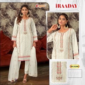Nouveau concepteur traditionnel coton broderie travail robe indien pakistanais Salwar Kameez costume coupe droite robe Style Lehenga robe - Product Image 4