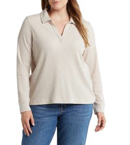 2024 Summer New Pullover Female Clothing Fashion Solid <b>Polo</b> Loose <b>Long</b> <b>Sleeve</b> Cotton Waffle-knit fabric Collared Neck <b>Women</b> Tee - Product Image 1