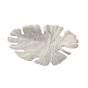 Bandeja de Servir de Aluminio Fundido de Alta Calidad con Acabado Plateado Único, Plato Decorativo para Frutos Secos - Product Image 1