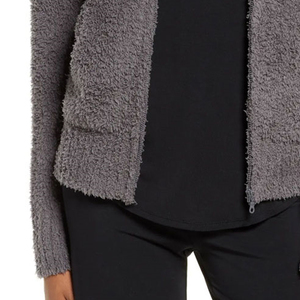Hoodie pour femme en tissu sherpa, couleur unie, avec capuche réglable, service OEM, design pour commande en gros, fermeture éclair, manches longues. - Product Image 5