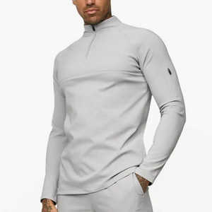Personnalisé Slim Fit 1/4 Zip à manches longues entraînement en plein air vêtements de sport hommes tricoté Gym Compression haut imprimé Jogging piste Jogging haut - Product Image 6
