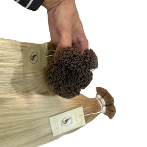 Extensions de cheveux humains Remy à pointe plate, en kératine russe, de qualité supérieure, pré-collés, Double dessin, vente en gros - Product Image 1