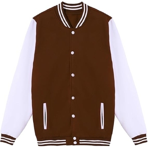 <b>Men</b> Classic Brown Varsity <b>Jacket</b> Premium Athletic Letterman with Contrast <b>White</b> Sleeves custom size and design - Product Image 2