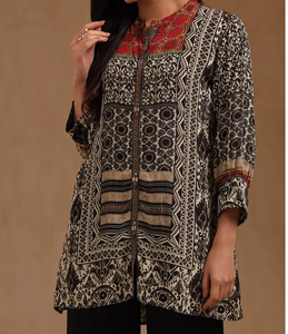 Recién llegado, ropa india y paquistaní, vestido para mujer, negro, Kurta, ajuste holgado, rojo, Beige, estampado, Ropa Étnica informal - Product Image 6