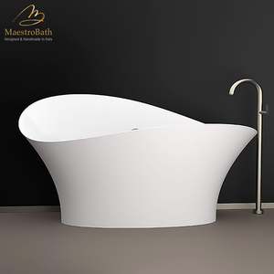 Baignoire contemporaine Calla Lily White Design moderne avec couvercle - Product Image 1