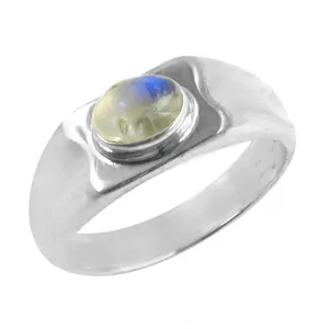 Bague en argent 925 avec pierre de lune géométrique, sertissage invisible, romantique, minimaliste, pour femme, à porter au quotidien, cadeau - Product Image 2