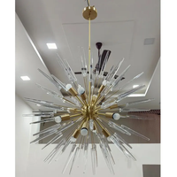 Lustre LED Sputnik vintage en verre de Murano doré, style mid-century italien, en laiton, pour plafond, art moderne, maison et bureau