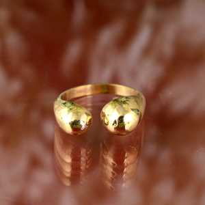 Anillo midi abierto chapado en oro de 18k, moderno y minimalista, anillo llamativo para nudillos, anillo de latón grueso con cúpula, moderno, al por mayor, para mujer - Product Image 5