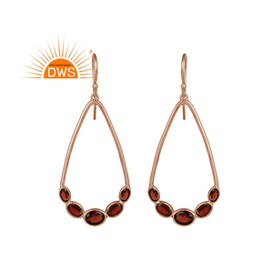 Offre spéciale Boucles d'oreilles en argent sterling plaqué or rose avec grenat naturel et pierres précieuses Fabricant de bijoux personnalisé - Product Image 1
