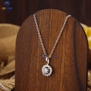 Colgante de diamante de corte brillante redondo TDW 0.318 en oro blanco, joyería de diamantes CVD certificada/no certificada - Product Image 3