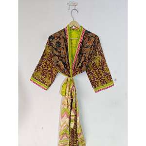 ชุดกิโมโนผ้าไหมให้ความอบอุ่นสำหรับคุณแม่ชุดเดรสใส่นอนชุดเดรสชายหาดทำจากผ้าไหมให้ความอบอุ่นนำกลับมาใช้ใหม่สไตล์วินเทจสำหรับฤดูใบไม้ผลิ - Product Image 2