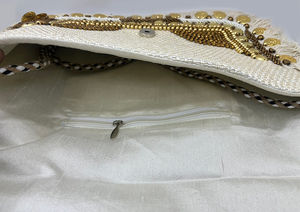 Sac à bandoulière élégant Boho Vintage Chic fait à la main en coton sac à bandoulière broderie glands Compact décontracté fourre-tout fermeture à glissière - Product Image 3