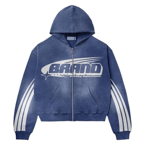 เสื้อกันหนาวมีฮู้ดผ้าฟลีซผ้าฝ้าย100% โอเวอร์ไซส์แบบมีซิปโอเวอร์ไซส์ออกแบบโลโก้ได้ตามต้องการ - Product Image 6