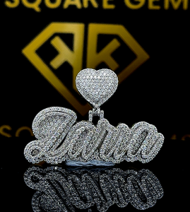 Pendentif Hip Hop personnalisable en argent 925 pour homme, avec moissanite brillante taille ronde et lettres personnalisées pour enfant - Product Image 5