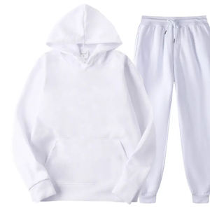 100% algodón Jogger chándal pantalones de chándal conjunto con capucha logotipo personalizado hombres mujeres polar chándal unisex liso deportes - Product Image 1