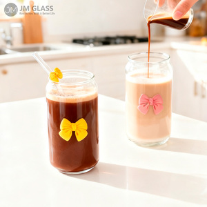 Coquette <span class=keywords><strong>arc</strong></span> esthétique tasse paille tasse verre cadeau de noël ensemble 16oz tasse à café glacé écologique BPA tasse à boire <span class=keywords><strong>verrerie</strong></span> - Product Image 5