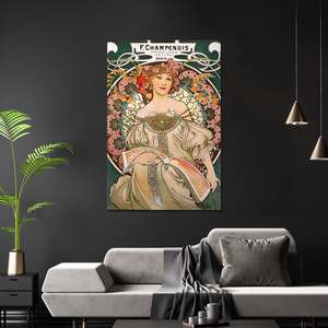Póster de Retrato de F. Champenois de 1897, Estilo Jugendstil de Alfons Mucha, Diseño Art Deco, Material de Papel - Product Image 2