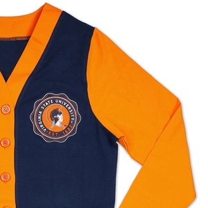 Cardigans en tricot de qualité supérieure, style coréen, orange et bleu, pour les fraternités et les sororités, col en V, patchwork, boutons - Product Image 4