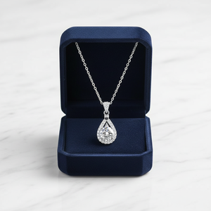 1.00 Carat European American New VVS Moissanite Trendy Party <b>Necklace</b> Women Niche Teardrop Design Pendant Sterling Silver Fine - Product Image 3