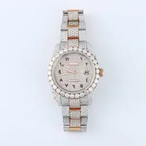 นาฬิกาสปอร์ตหรูหราสำหรับผู้ชาย ตัวเรือนสแตนเลสสตีลคุณภาพพรีเมียม สายหนัง ประดับเพชรแท้ ระบบกลไก  กันน้ำ ผลิตในอินเดีย - Product Image 1