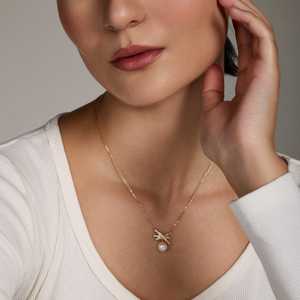 92.5 Silver <b>Necklace</b> 191274 Geometric Link Chain with Gold and Rhodium Plating Trendy Religious Jewelry with Channel Setting - Product Image 3