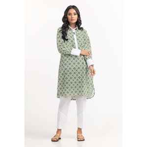 Camisa Floral Verde para Mujer, Estampado Dobby, Tejido de Gasa, Tallas XS-XXL, Estilo Casual de Lujo para Primavera/Verano, Ideal para Fiestas y Negocios - Product Image 1