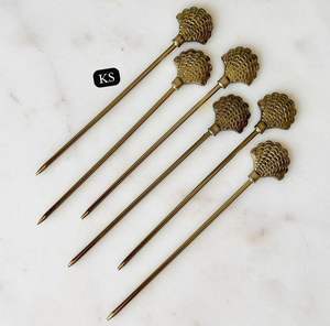 Elegant Handcrafted Brass Cocktail <b>Picks</b> <b>Set</b> Beautifully Finished Skewers for Garnishing Drinks and Serving Snacks - Product Image 3