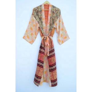 Kimono de seda con estampado Floral Vintage para mujer, ropa de dormir Sexy de verano, cubierta de Bikini para playa, vestido de baño de primavera y otoño - Product Image 1