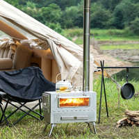 Poêle à bois portable en acier inoxydable avec four, chauffage de camping extérieur, cuisinière multifonctionnelle
