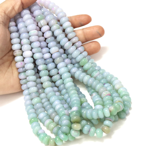 ลูกปัดโอปอลสีเขียวลาเวนเดอร์ทรงรอนเดล: คุณภาพ AAA, 7-10 มม., 7.5/15 นิ้ว - Product Image 5