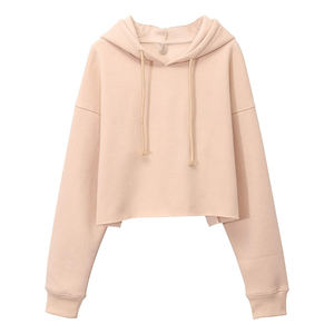 Sweat à capuche femme de haute qualité sweat Design Original mode Sexy haut court broderie décoration col à capuche lavage à l'acide - Product Image 1