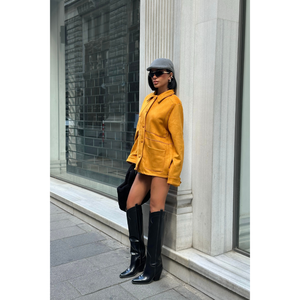 Veste en daim moutarde pour femme - Product Image 3